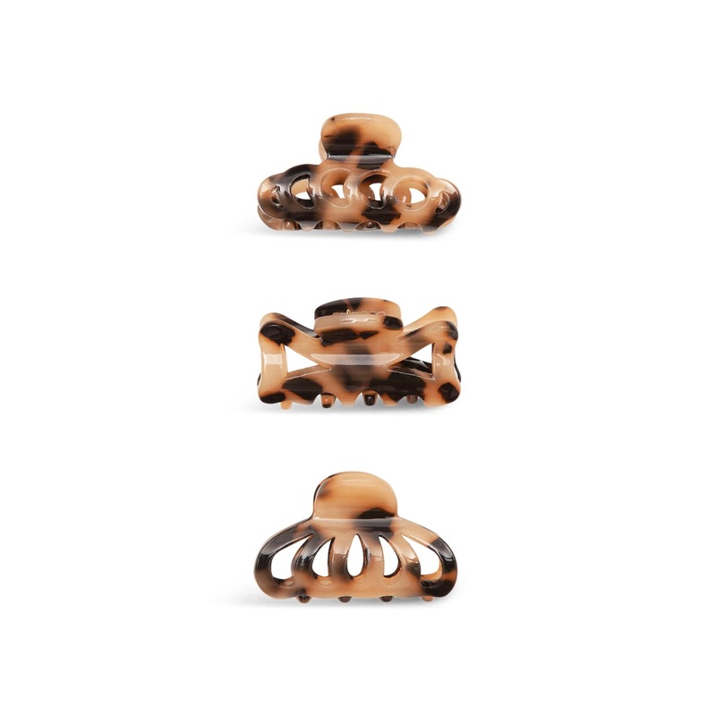 Leopard Mini Hair Clips Brown