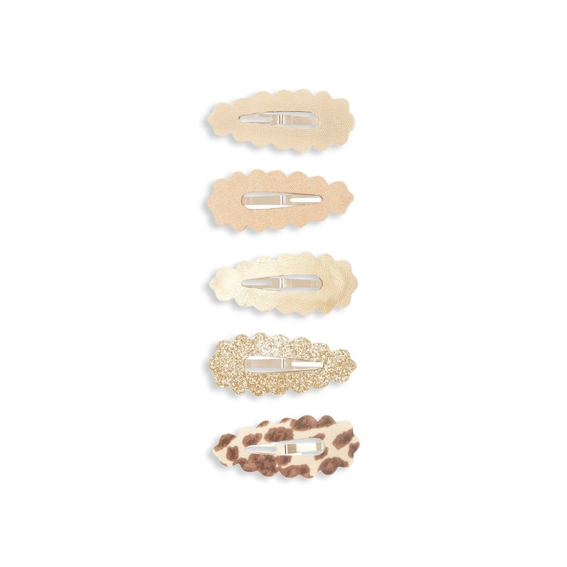 Leopard Scalloped Hair Clips Neutral