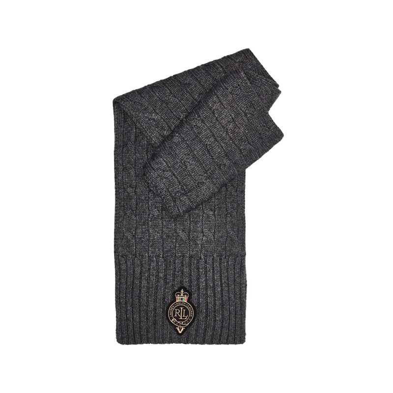 Crest Patch Knit Scarf Navy