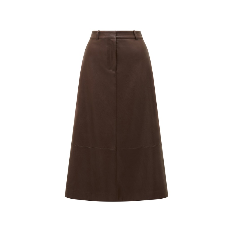 Jaelyn Vegan Leather Midi Skirt Black