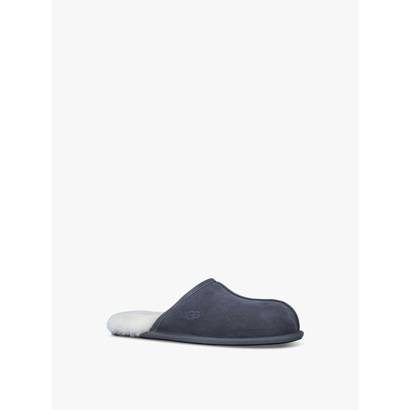 Mens Scuff Shearling Slippers Grey