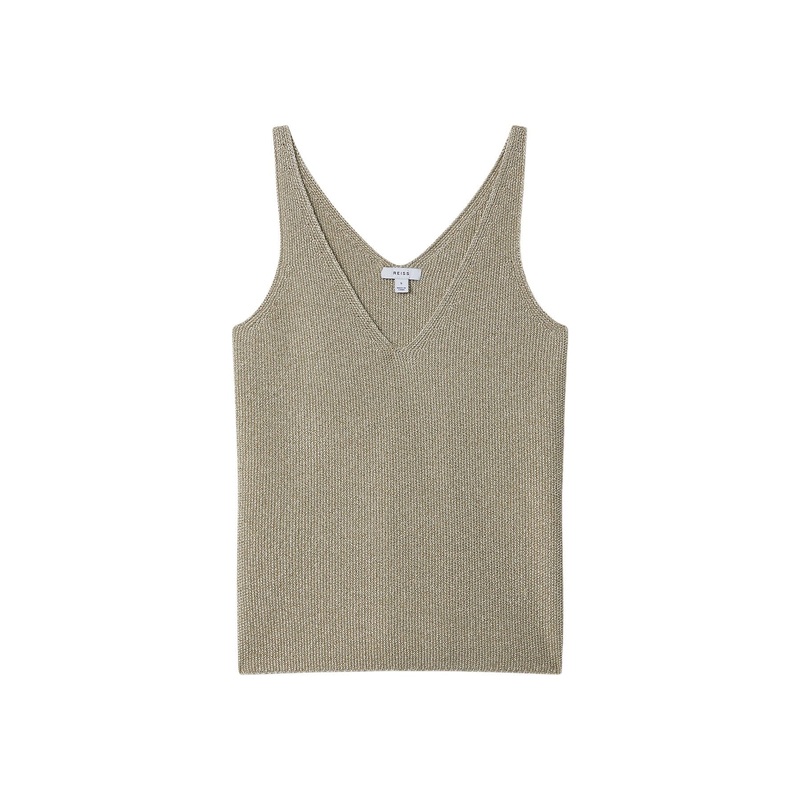 Mika Metallic V-Neck Vest Gold