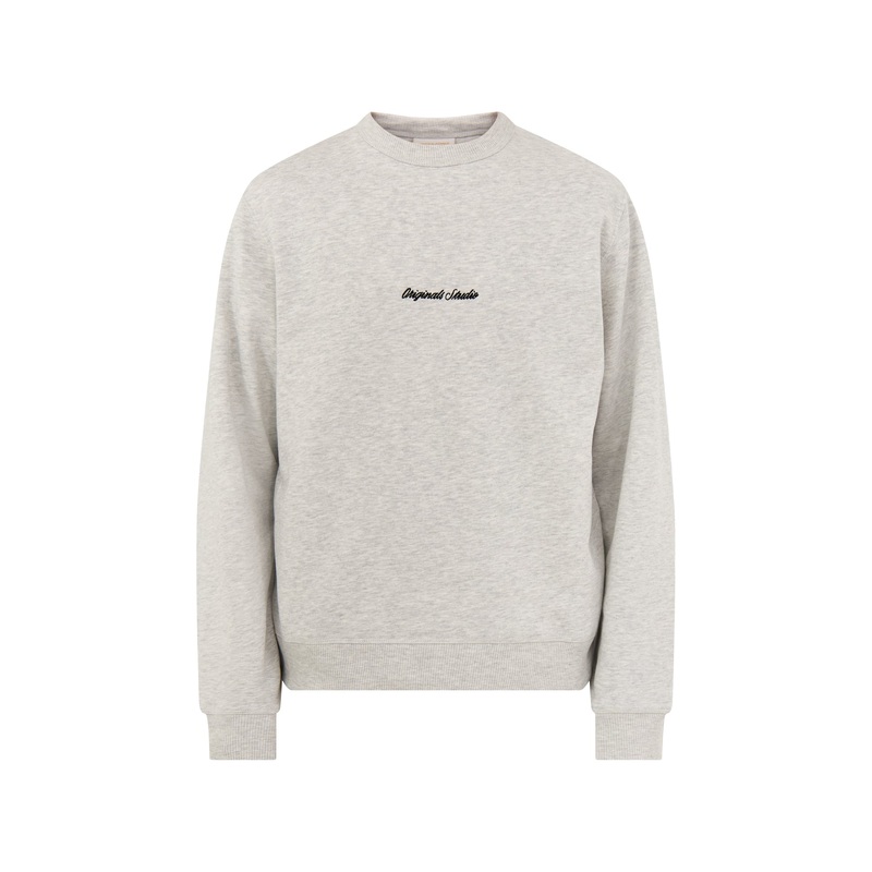 Embroidered Sweat Crew White Melange