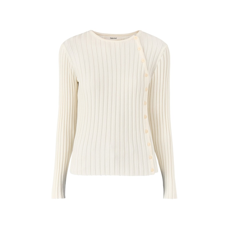Helen Knit Button Top Beige