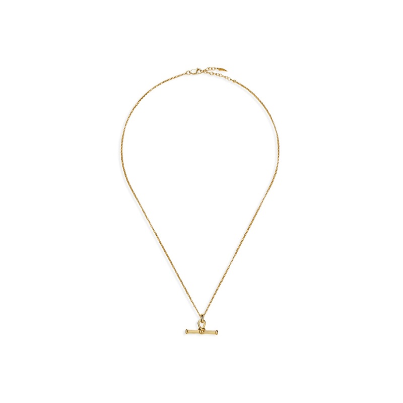 Ridge T Bar Chain Necklace Gold