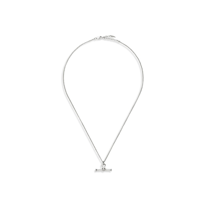 Ridge T Bar Chain Necklace Silver
