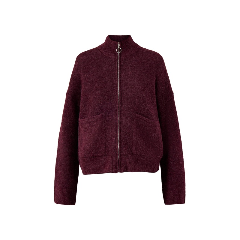 Sia Knit Zipper Cardigan Fig Melange