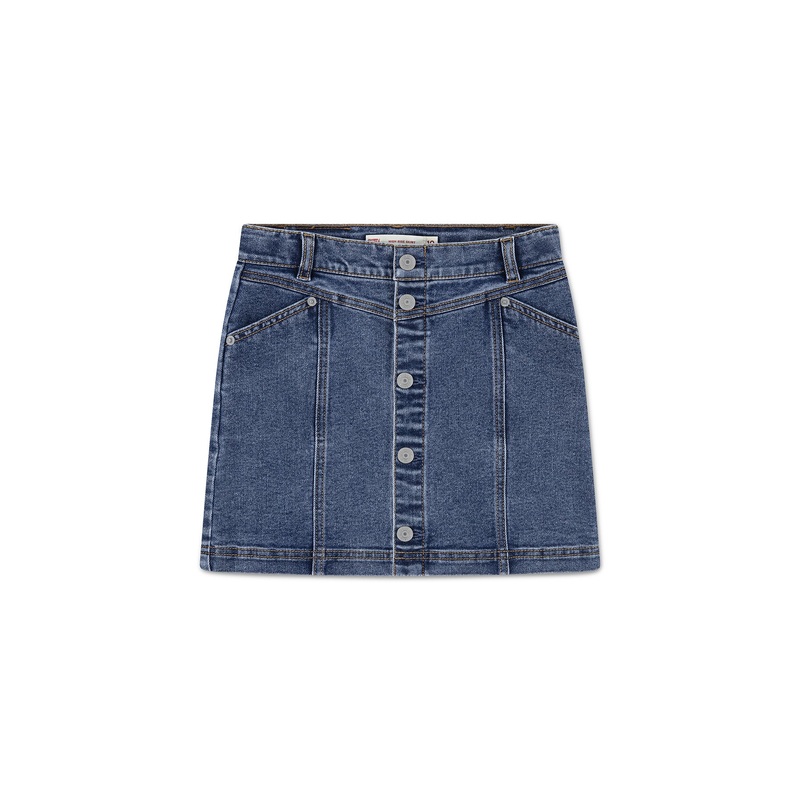 Button Front Skirt Blue