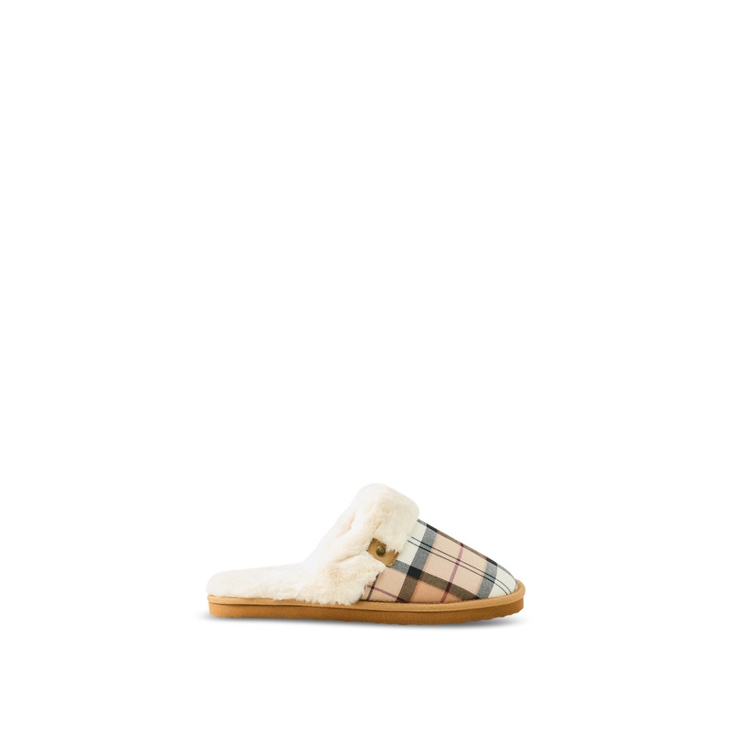 Claudia Tartan Mule Slippers Hessian Tartan