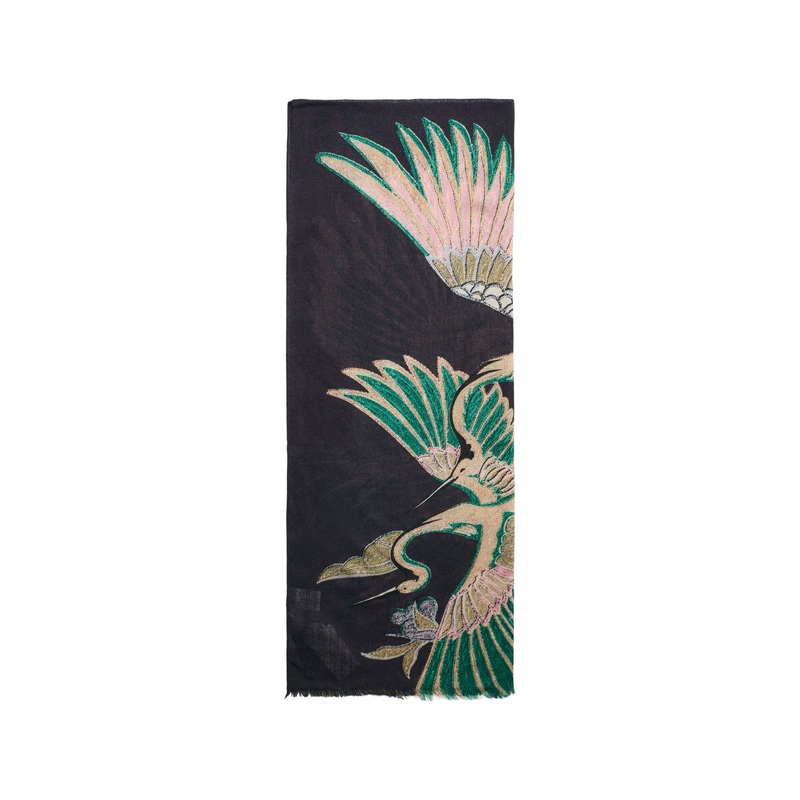 Crane Emerald Wool Scarf