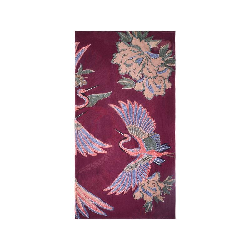 Crane Plum Scarf