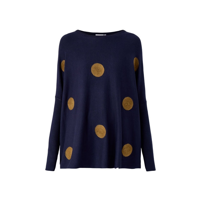 Fanasi Dot Knit Top Navy