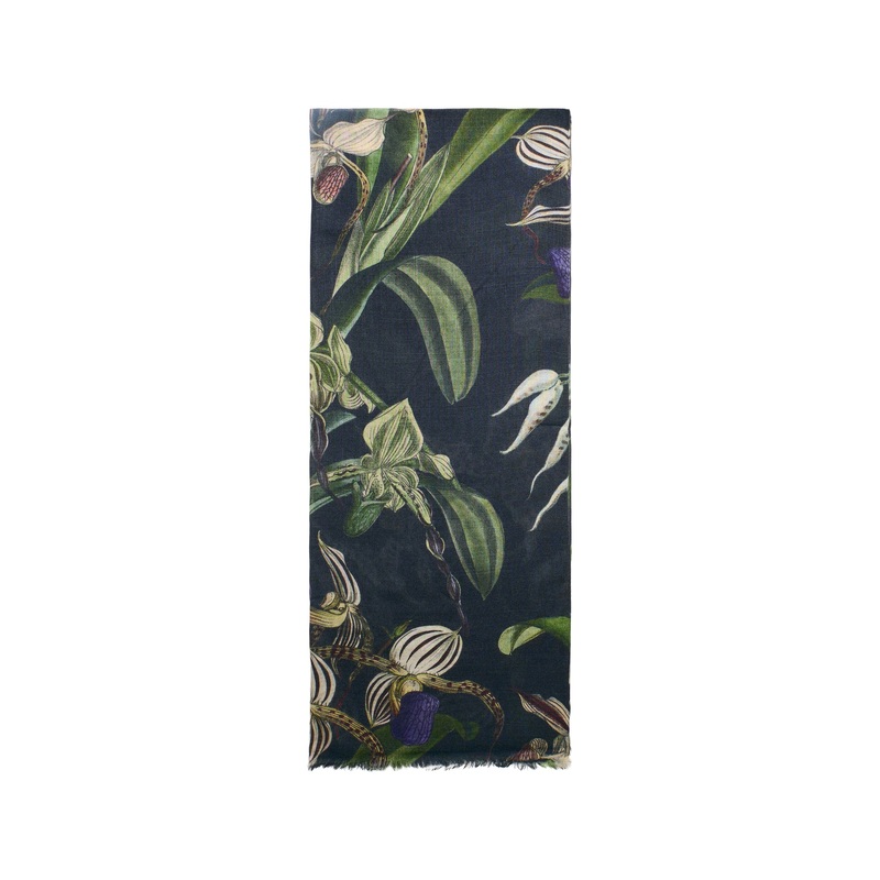 Orchid Black Wool Scarf