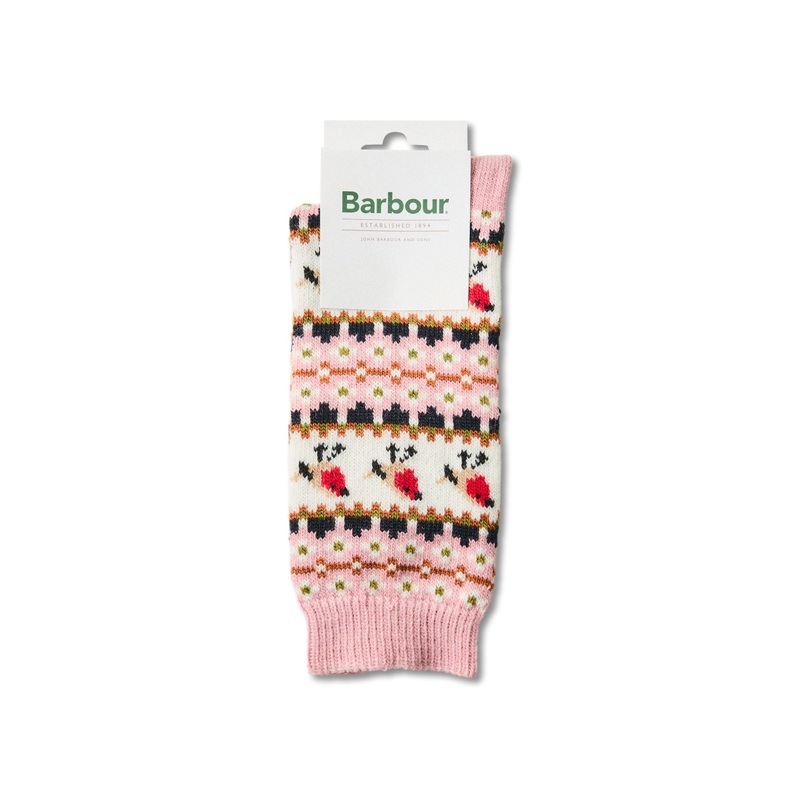 Robin Fair Isle Sock Pink