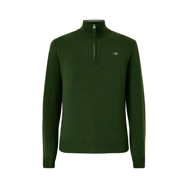 Superfine Lambswool Half Zip Green