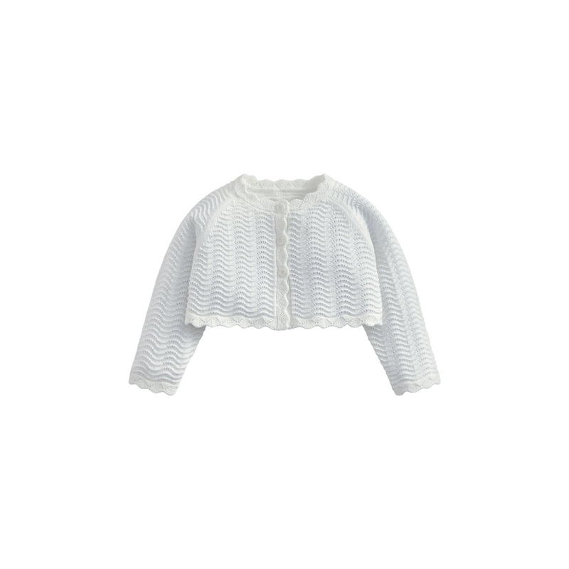 Wavy Bolero Cardigan White
