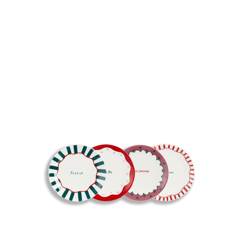 4 Piece Set of Christmas Porcelain Breakfast Plates