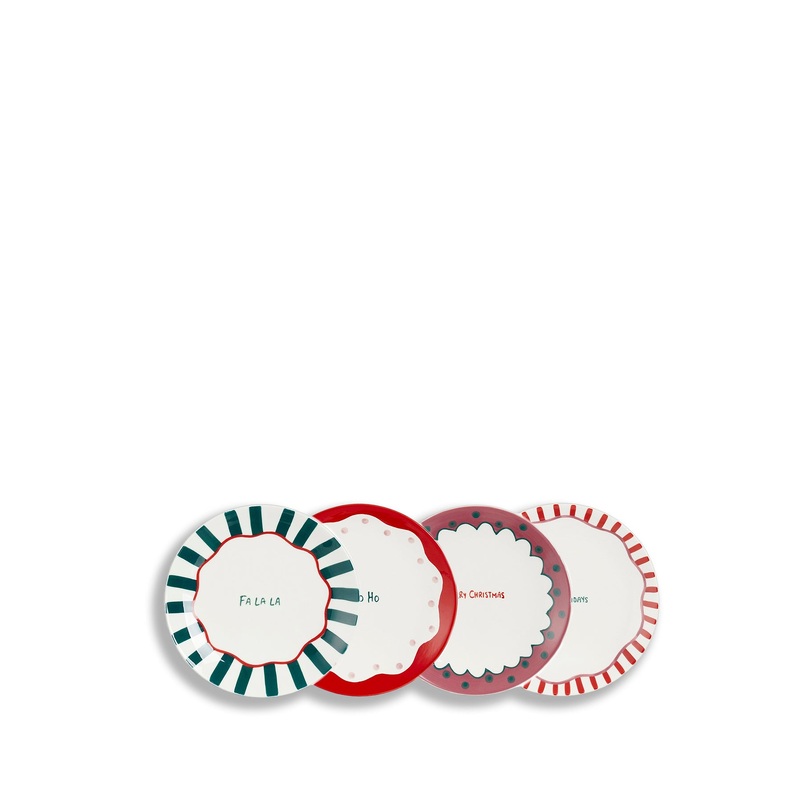 4 Piece Set of Christmas Porcelain Dinner Plates