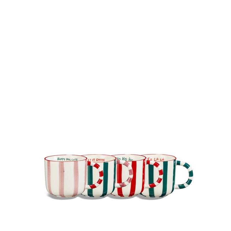 4 Piece Set of Christmas Porcelain Mugs
