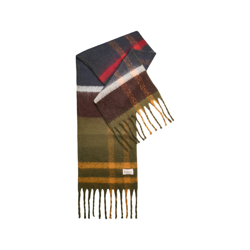 Isla Tartan Boucle Scarf Blue