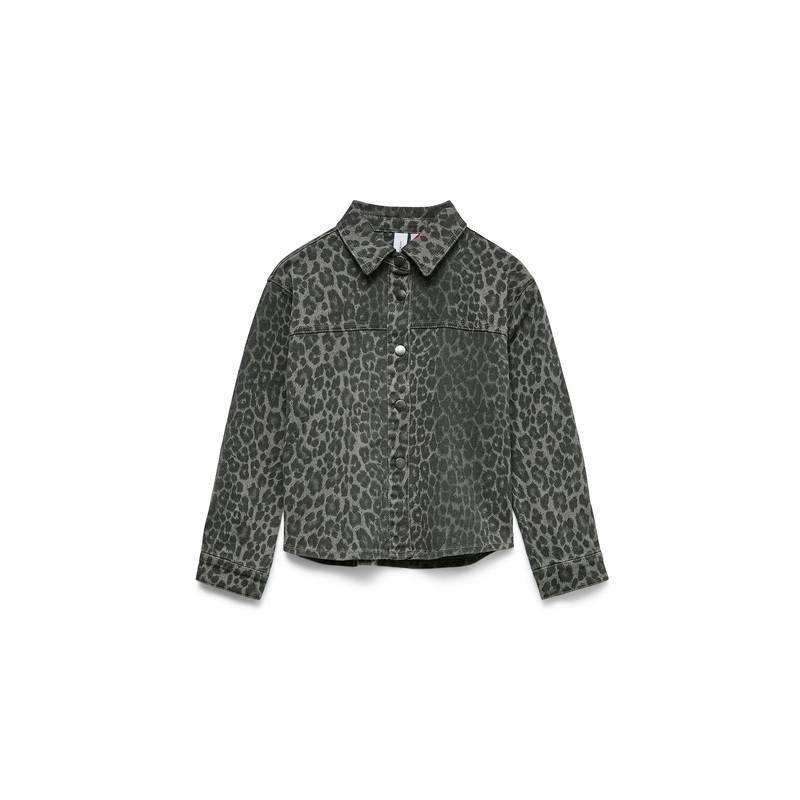 Lenora Denim Shirt Girl Leopard Print