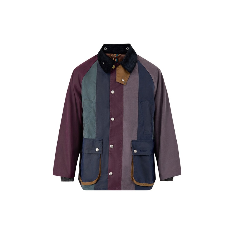 Mens Paul Smith Loves Barbour Oversized Bedale Striped Wax Jacket