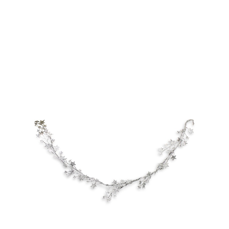 Silver Glitter Stars Christmas Garland