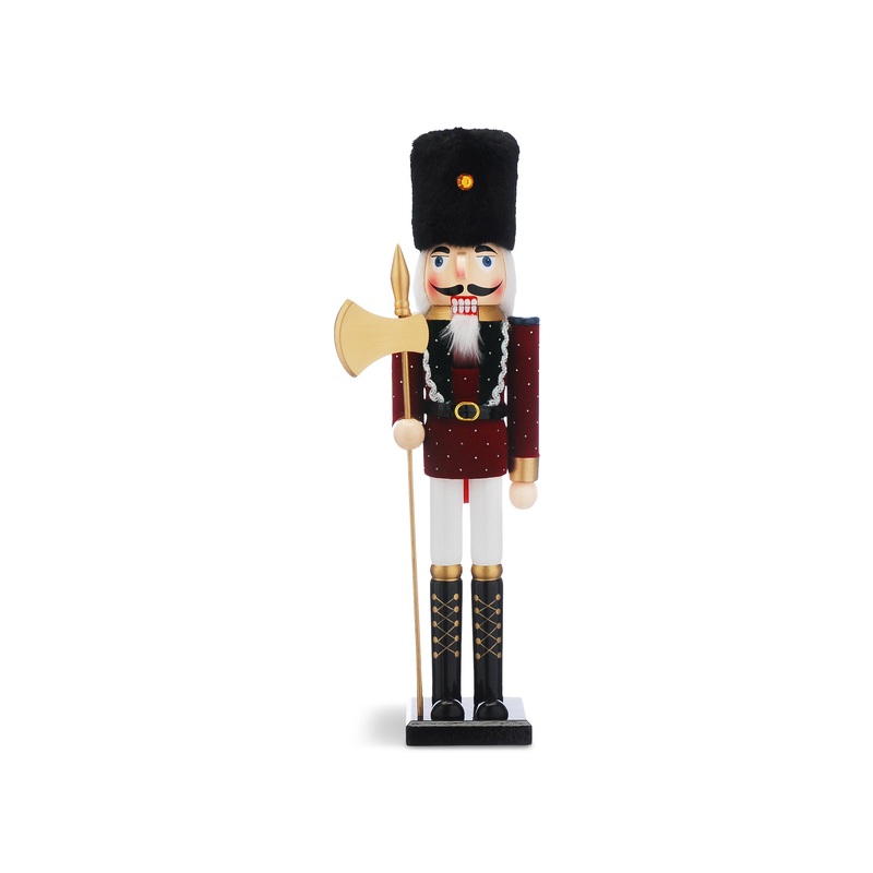 Wooden Nutcracker with a Faux Fur Hat and Axe 50cm