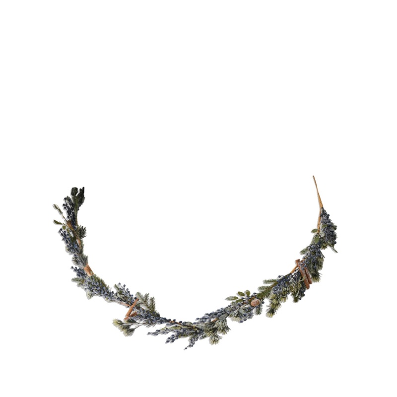 Bl berry garland frosted blue berries indoor