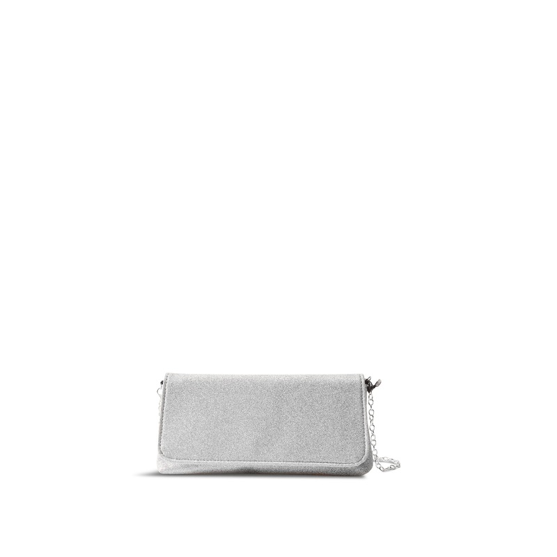 Glitter Foldover Clutch Silver