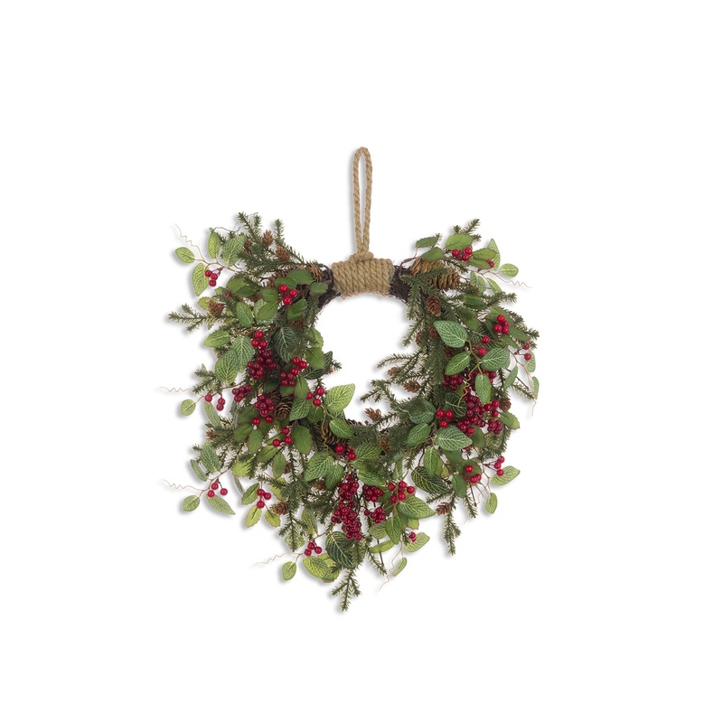 Holly & Berry Pinecone Christmas Wreath 40cm