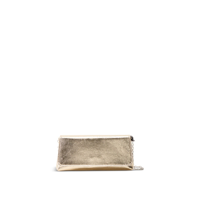 Metallic Foldover Clutch Gold