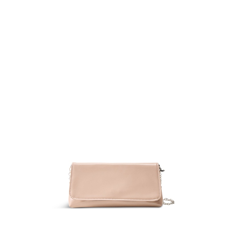 Patent Foldover Clutch Taupe
