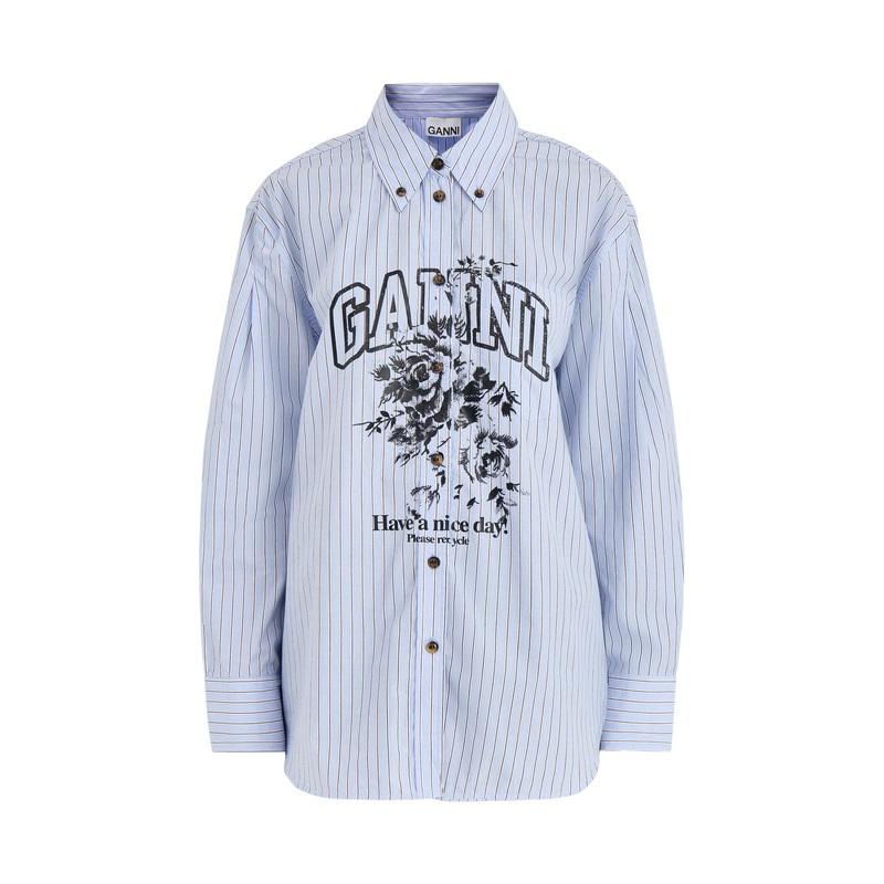 Stripe Oversized Cotton Shirt Purple