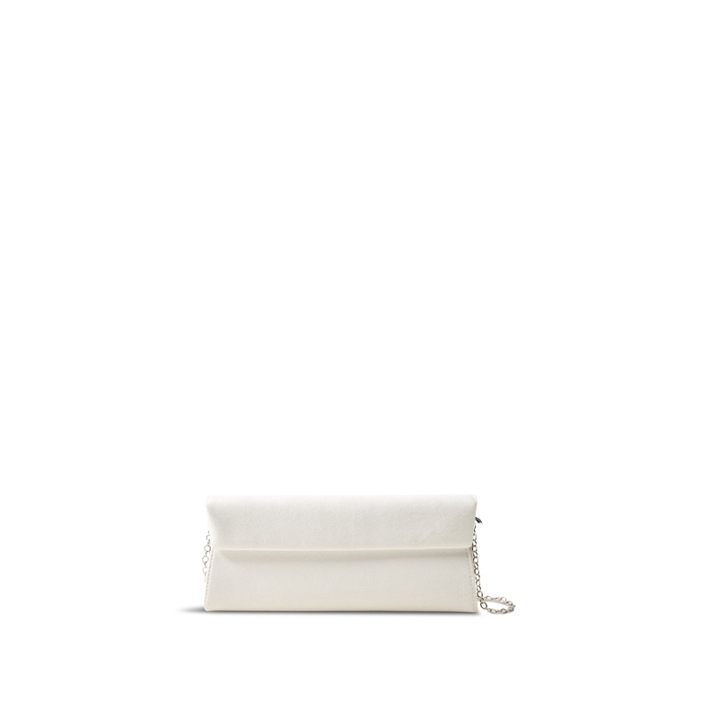 Suede Foldover Clutch Ivory