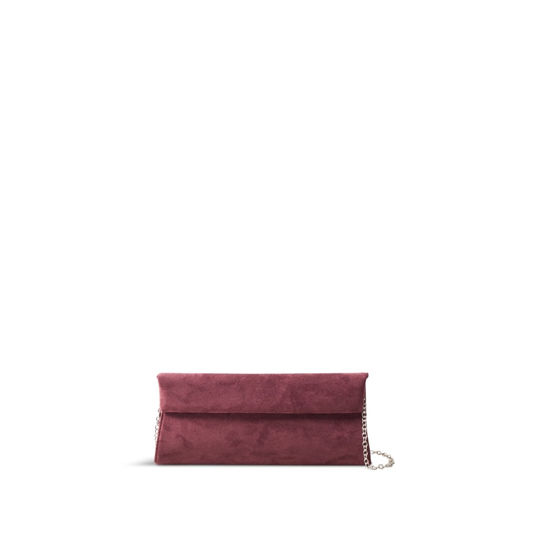 Suede Foldover Clutch Red