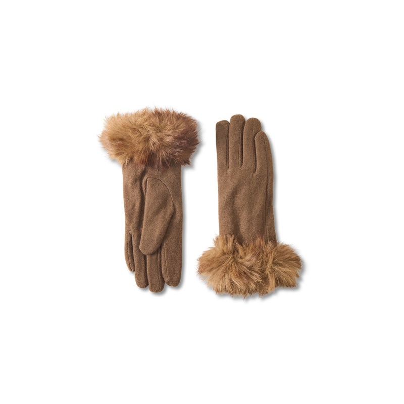 Corine Faux Fur Gloves Brown