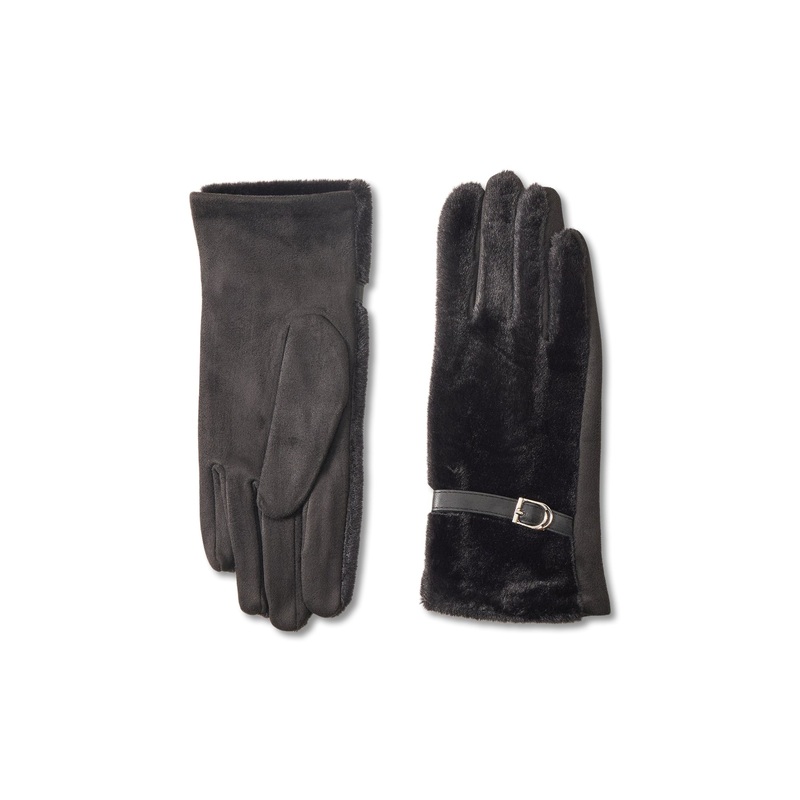 Evie Faux Fur Gloves Black