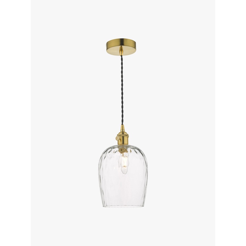 Hadano Pendant - Natural Brass with Dimpled Glass Shade