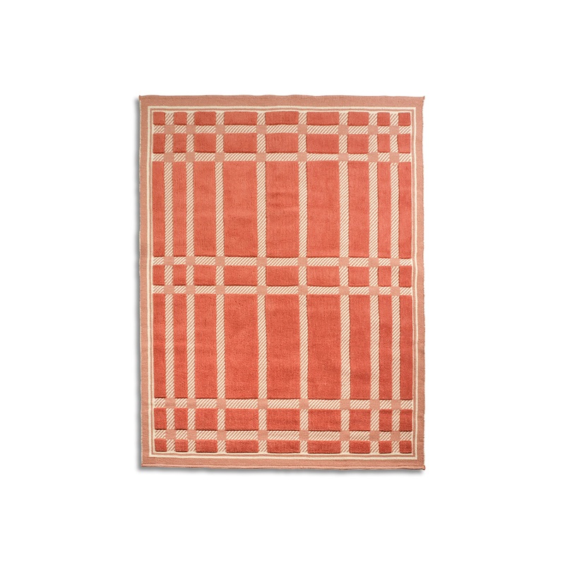 Lattice Wool Rug Coral Medium