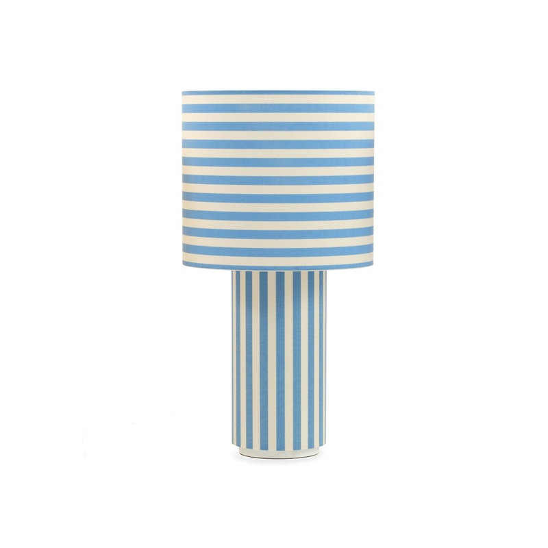 Raie Fabric Table Lamp Blue White