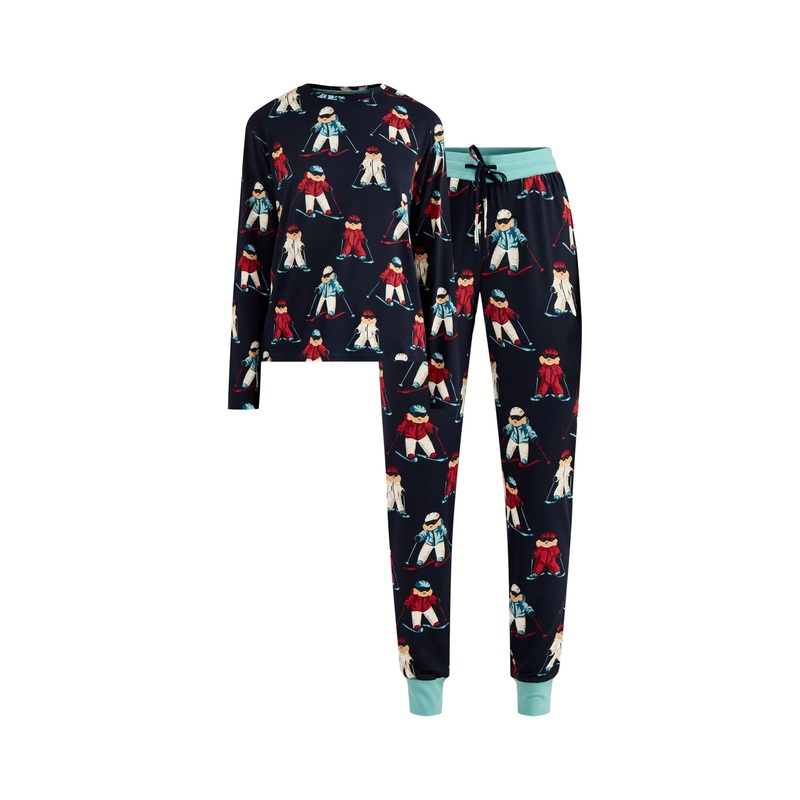 Skiing Dog Pyjama Set Navy