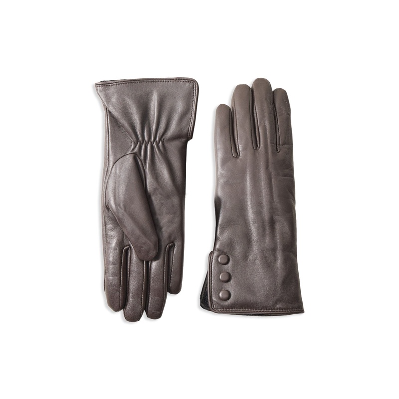 Agata Leather Side Buttons Gloves