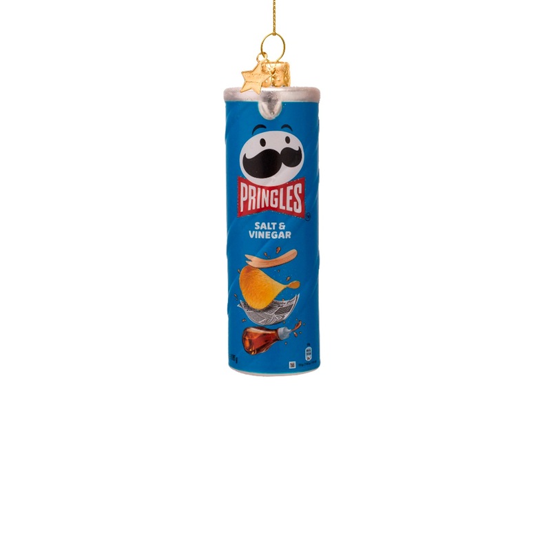 Blue Pringles Glass Christmas Hanging Decoration