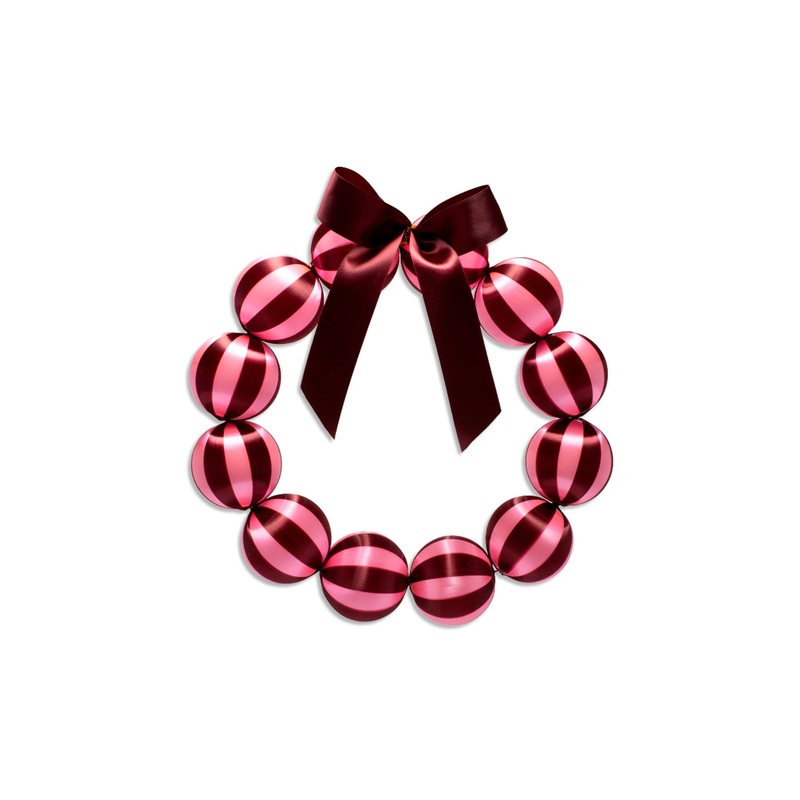Burgundy Pink Bauble Christmas Wreath 35.5cm