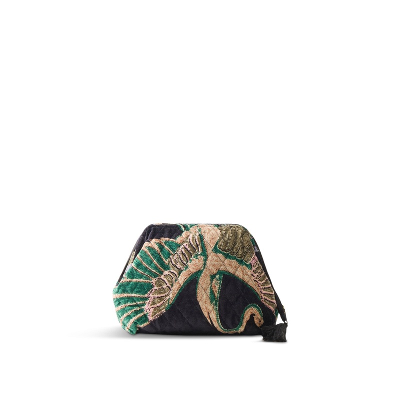 Crane Velvet Pouch Emerald