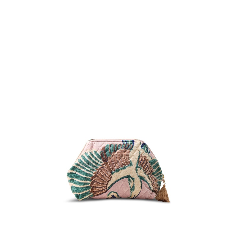 Crane Velvet Pouch Pink