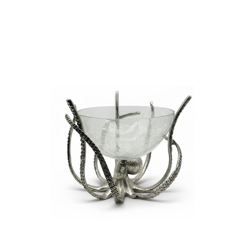 Culinary Concepts Octopus Stand & Crackle Glass Bowl