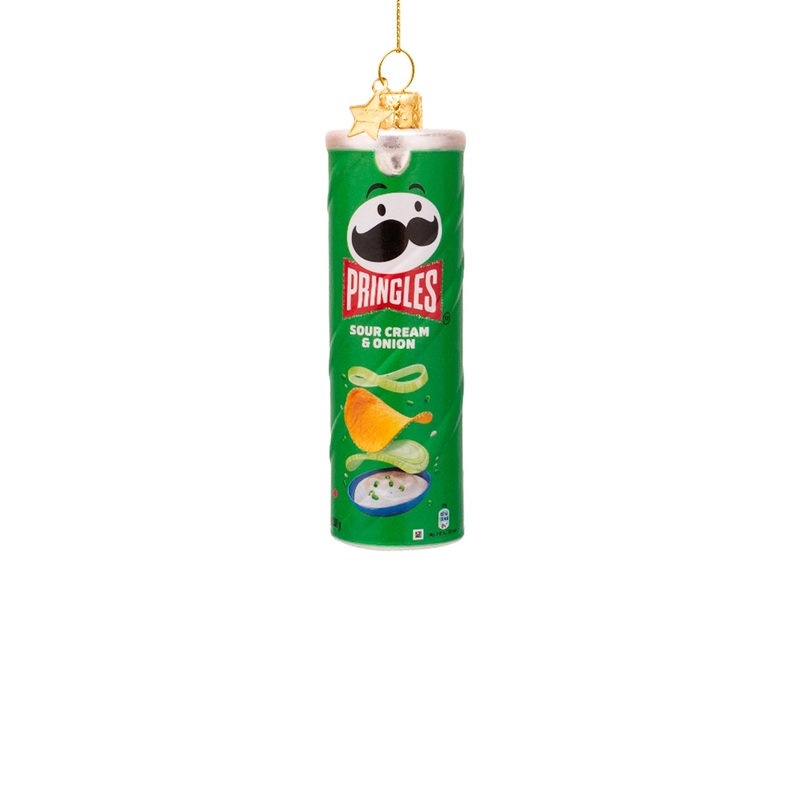 Green Pringles Glass Christmas Hanging Decoration