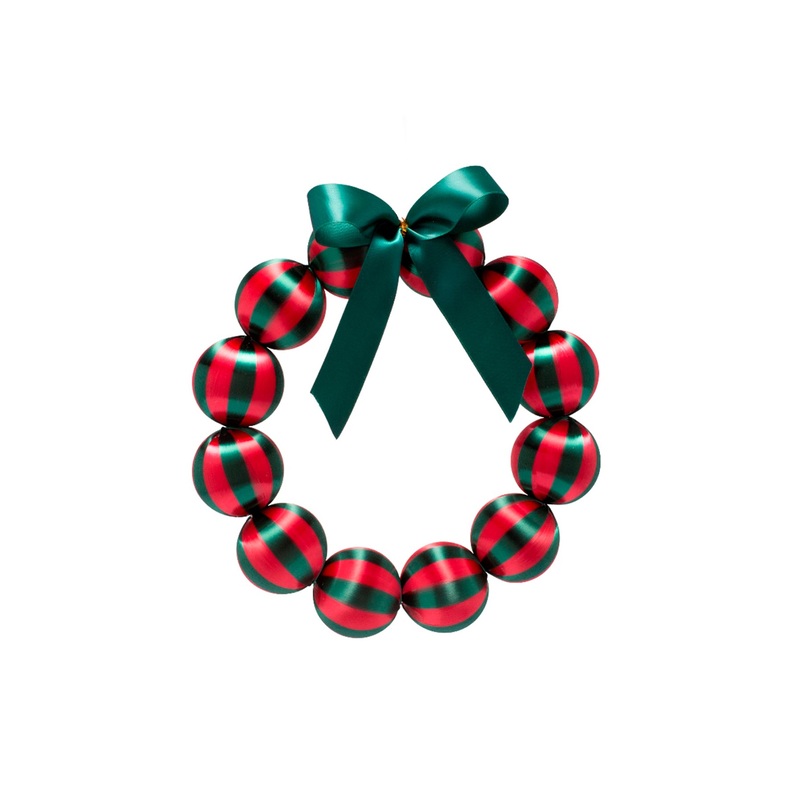 Green Red Bauble Christmas Wreath 35.5cm